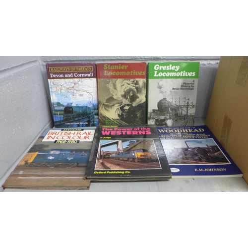 1111 - Two boxes of books relating to railways and aircraft **PLEASE NOTE THIS LOT IS NOT ELIGIBLE FOR POST... 