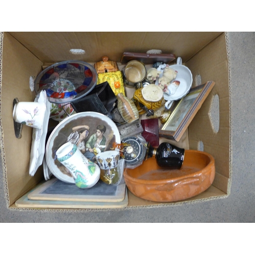 1114 - A box of mixed china, glass fish, etc. **PLEASE NOTE THIS LOT IS NOT ELIGIBLE FOR POSTING AND PACKIN... 