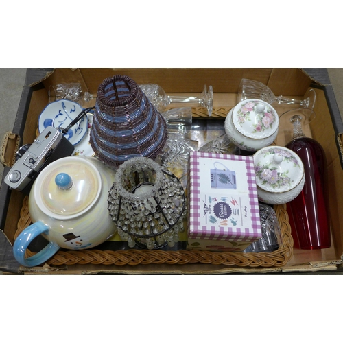 1138 - A collection of glassware and mixed china including Coalport, an Olympus Trip 3.5 camera, teapot and... 