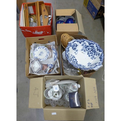 1143 - Five boxes of mixed china and glass **PLEASE NOTE THIS LOT IS NOT ELIGIBLE FOR POSTING AND PACKING**