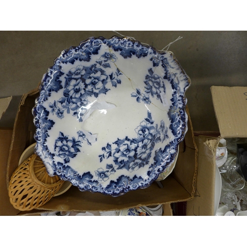 1143 - Five boxes of mixed china and glass **PLEASE NOTE THIS LOT IS NOT ELIGIBLE FOR POSTING AND PACKING**