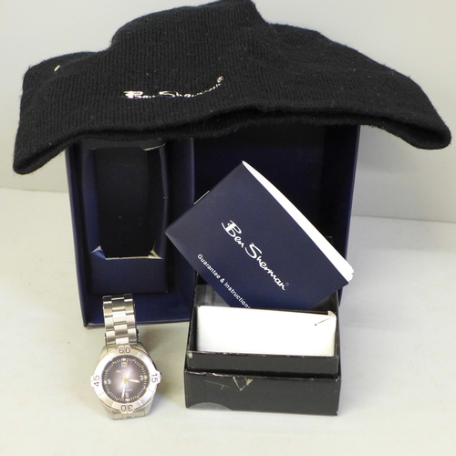 626 - A Ben Sherman youth's size wristwatch and beanie with box