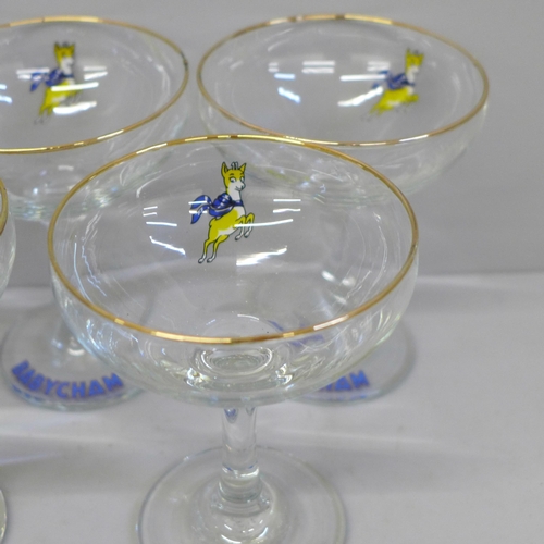 646 - Five Babycham glasses