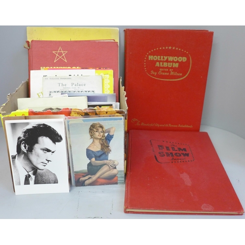 675 - Theatre/film ephemera; a box of ephemera of film and theatre, including books, programmes, postcards... 