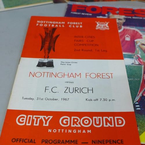 682 - Football memorabilia; a Nottingham Forest selection including cover signed by Trevor Francis and Gar... 