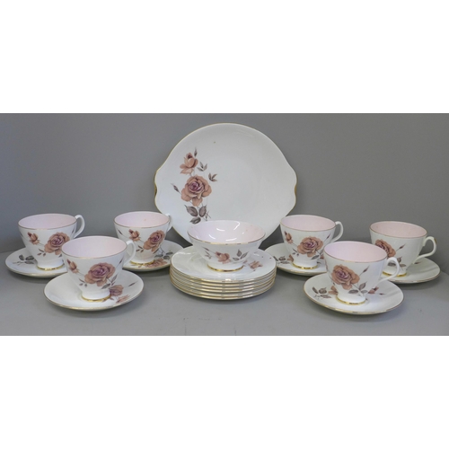 690 - Royal Albert Prelude china, cake plate, six cups, saucers, side plates and sugar **PLEASE NOTE THIS ... 