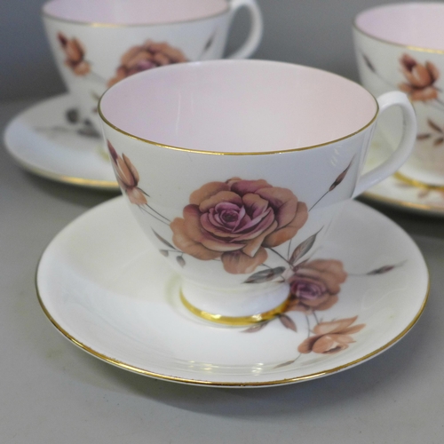 690 - Royal Albert Prelude china, cake plate, six cups, saucers, side plates and sugar **PLEASE NOTE THIS ... 