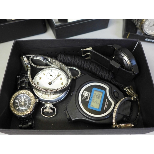 692 - A collection of twelve wristwatches including six boxed