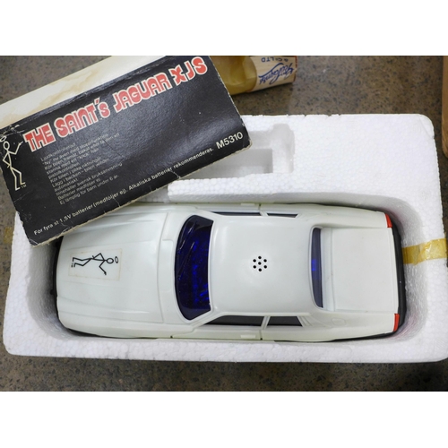 713 - A box of die-cast model vehicles, Corgi The Saint's Jaguar XJS, 007 Lotus Esprit, etc.