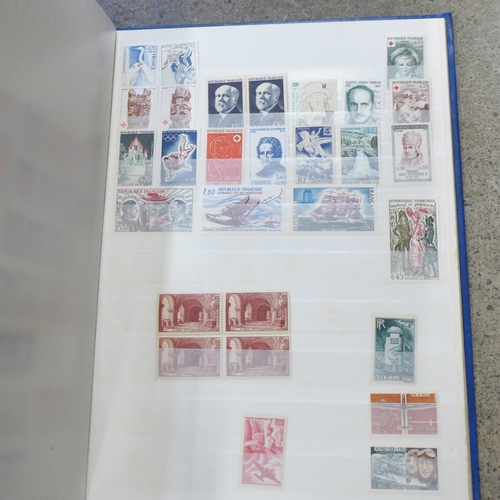 717 - Stamps, a box of stamps, covers, etc., noted stockbook of France, selection of blocks of Mozambique ... 