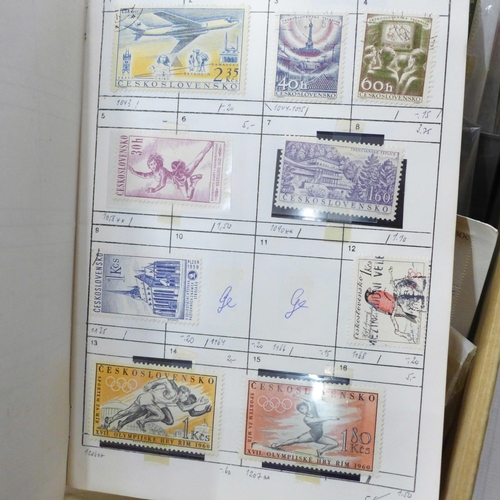 717 - Stamps, a box of stamps, covers, etc., noted stockbook of France, selection of blocks of Mozambique ... 