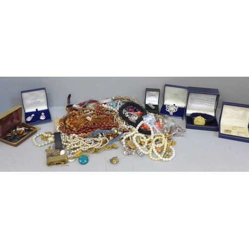 722 - Costume jewellery and wristwatches, Citizen, Oris, Rotary, Attwood Collection brooch and earrings, S... 