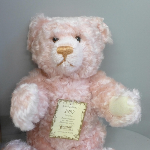 733 - A Steiff Teddy bear, Rose 38 pink bear, with box and certificate