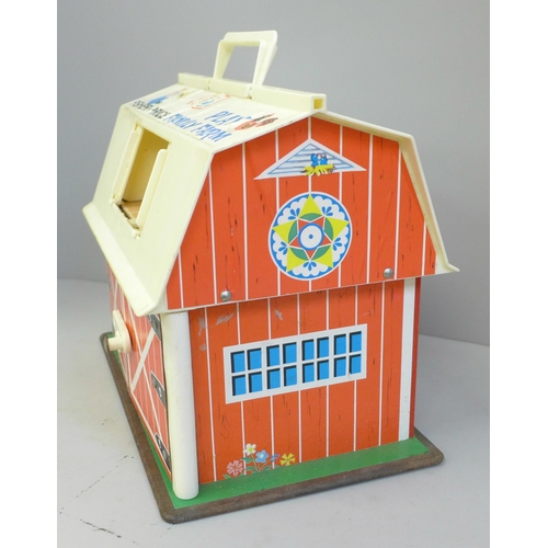 734 - An original 1967 Fisher-Price Farmhouse, silo and all characters