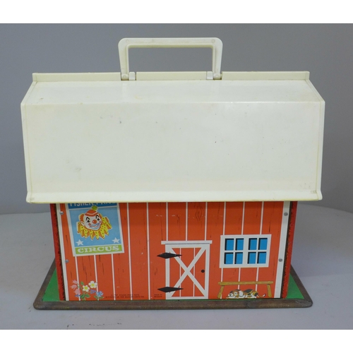 734 - An original 1967 Fisher-Price Farmhouse, silo and all characters