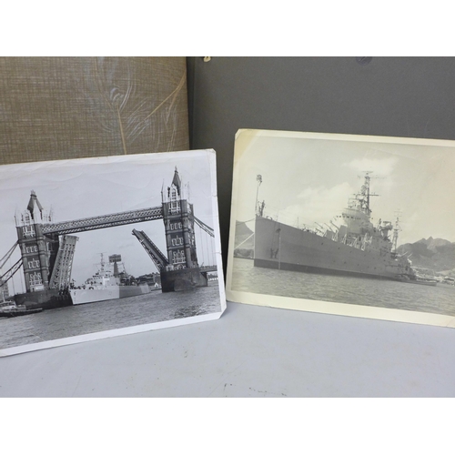 740 - A photograph album containing photographs of warships and Royalty, Suez Canal images, etc.