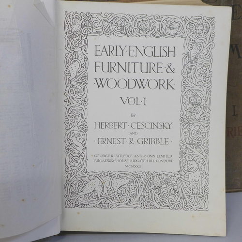 744 - Early English Furniture and Woodwork, Cescinsky and Cribble, 1922 and Allegories and Emblems, Part O... 