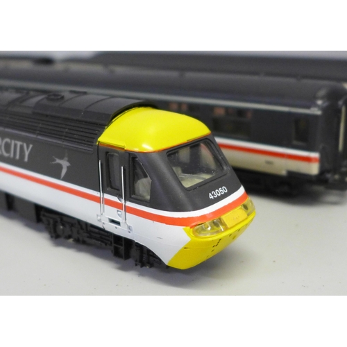 774 - Hornby Intercity 00 gauge model rail; two locomotives and four coaches