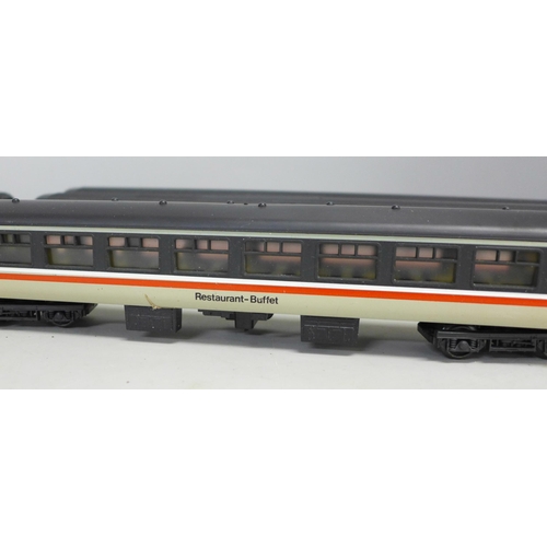 774 - Hornby Intercity 00 gauge model rail; two locomotives and four coaches