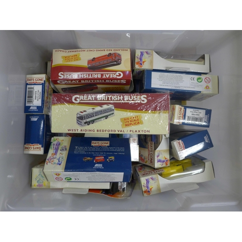 785 - Three boxes of mixed die-cast model vehicles, Days Gone, Atlas, Action City, etc.