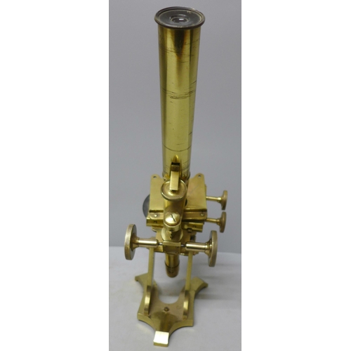 803 - A Victorian style brass microscope