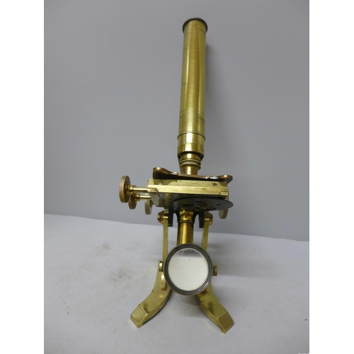 803 - A Victorian style brass microscope