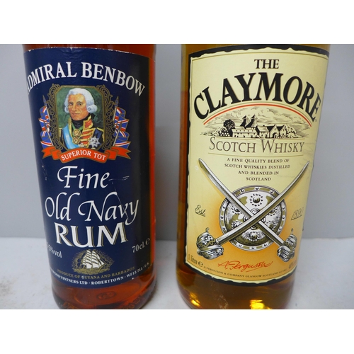 804 - A bottle of The Claymore Scotch Whisky and a bottle of Admiral Benbow Old Navy Rum **PLEASE NOTE THI... 