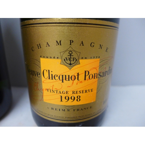 805 - A bottle of Taittinger Champagne Prélude and a bottle of Veuve Cliquot Ponsardin Champagne 1998 **PL... 