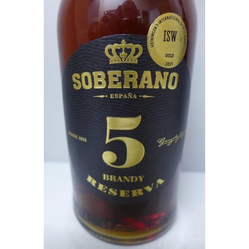 813 - A bottle of Cointreau, a bottle of Duke of Clarence Madeira and a bottle of Soberano 5yrs Reserve Br... 