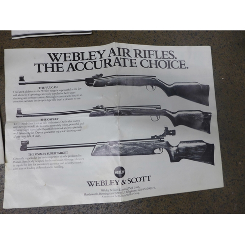 817 - A Webley Vulcan .22 calibre air rifle with purchase guarantee for 1980 and leather case