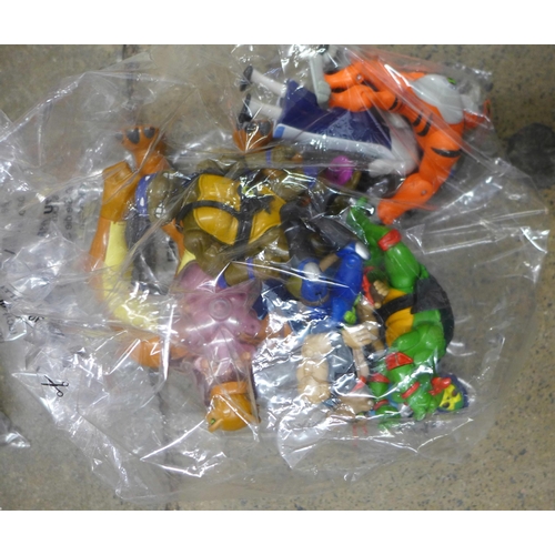 823 - A box of mixed retro 1980s, 1990s, 2000s toys, Transformers, Ben10, He-Man, TMNT, action figures, to... 