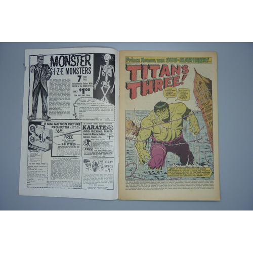 833 - Two Marvel Comics; 93 July The Incredible Hulk and The Sub-Mariner Tales to Astonish, The Monarch an... 