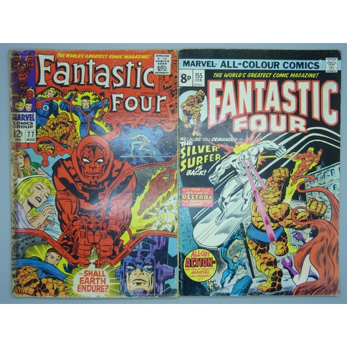 834 - Four Marvel Fantastic Four comics;- 77 August, Shall Earth Endure?; 155 February, The Silver Surfer ... 