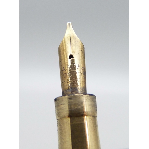 847 - A Swan Mabie Todd fountain pen with 14ct gold nib, engraved Phillis