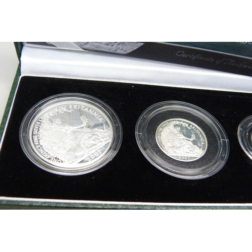 852 - The Royal Mint, 2007 Britannia Collection, silver proof four-coin set