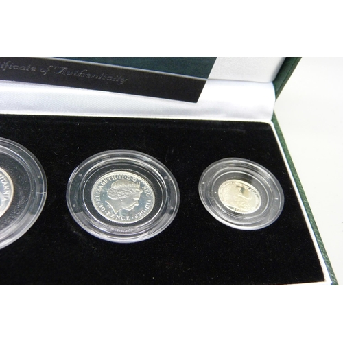 852 - The Royal Mint, 2007 Britannia Collection, silver proof four-coin set