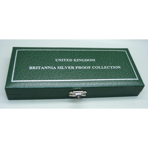 852 - The Royal Mint, 2007 Britannia Collection, silver proof four-coin set