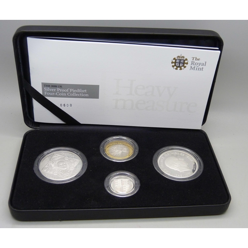 853 - The Royal Mint, The 2008 UK Silver Proof Piedfort Four-Coin Collection, Heavy Measure, No. 0600