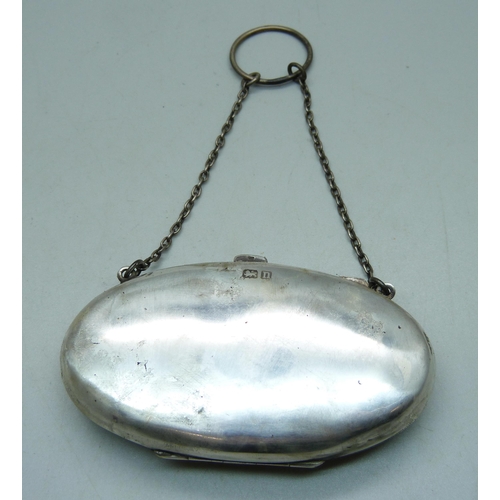 871 - A silver purse, Birmingham 1912, 66g gross