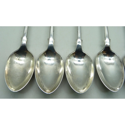 873 - A set of six late Victorian silver spoons, Joseph Rodgers, 179g