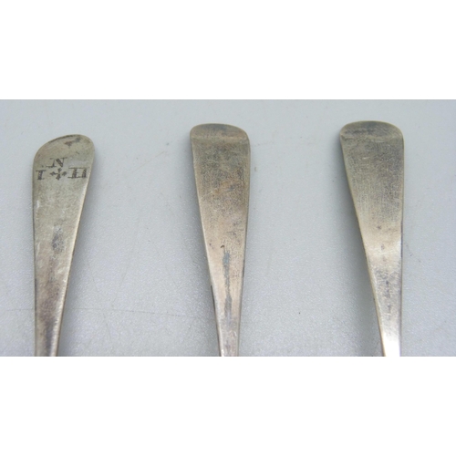 879 - Six Georgian silver spoons, 72g