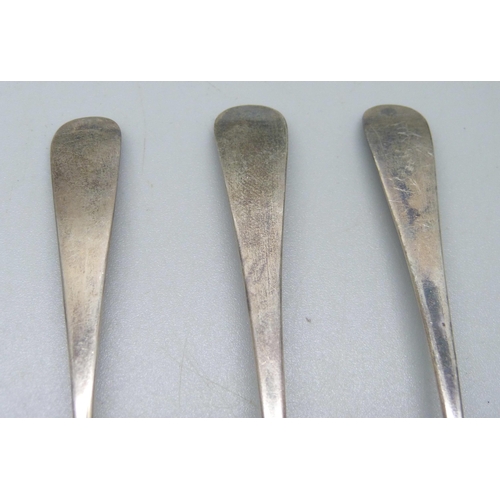 879 - Six Georgian silver spoons, 72g