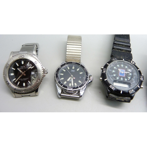 895 - Nine watches including Emporio Armani, Lorus, Pulsar and Timex, etc.