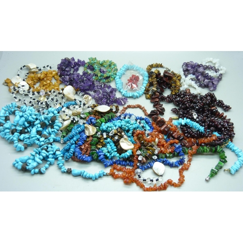 904 - A collection of coloured stone necklaces