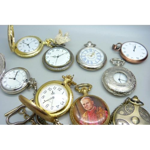 907 - A collection of ten modern pocket watches, one boxed