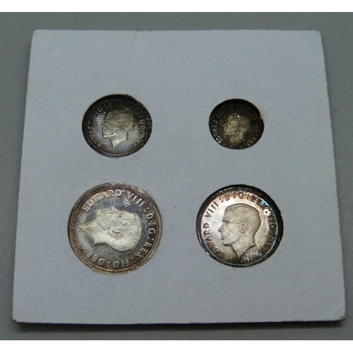 972 - An Edward VIII 1936 silver Maundy money set