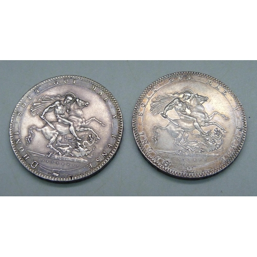 978 - Two George III silver crowns, 1819 and 1820