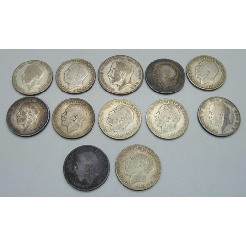 996 - A collection of half silver florins, 133g