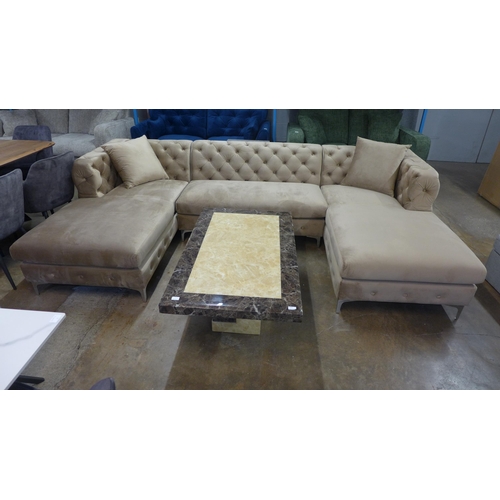 1389 - A Lario U-shaped brushed gold velvet upholstered sofa * this lot is subject to VAT