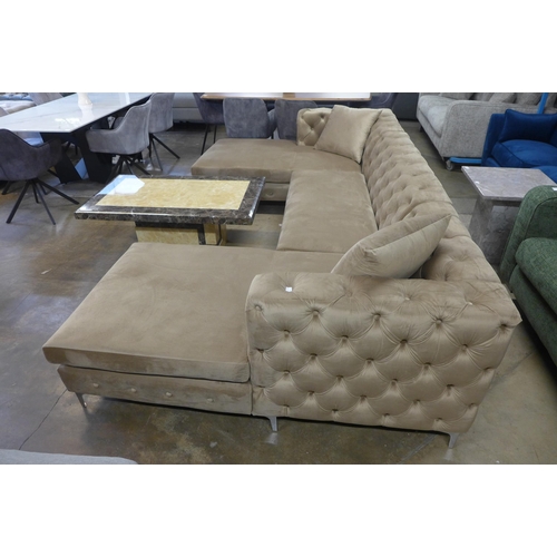 1389 - A Lario U-shaped brushed gold velvet upholstered sofa * this lot is subject to VAT